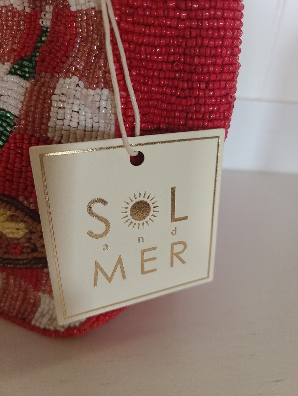 TikTok Viral Sol and Mer Picnic/Wine Beaded Bag w/Silver Chain - Picture 2 of 2